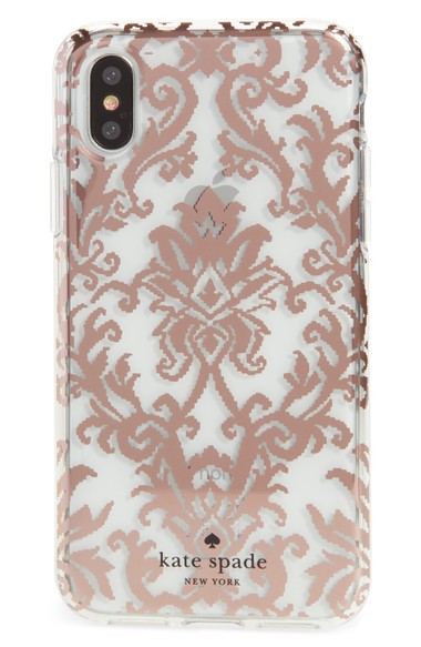 kate spade new york玫瑰金色织锦iphone x case